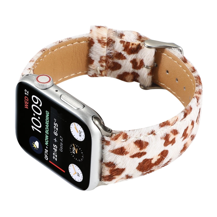Lisslune | Horsehair fluffy leopard pattern leather watch band for Apple Watch Series 9&8&7 41mm / SE 3&SE 2&6&SE&5&4 40mm / 3&2&1 38mm(2)