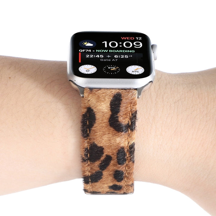 Lisslune | Horsehair Fluffy Leopard Pattern Leather Bracelet For Apple Watch Series 7 41mm / 6 & SE & 5 & 4 40mm / 3 & 2 & 1 38mm(3)