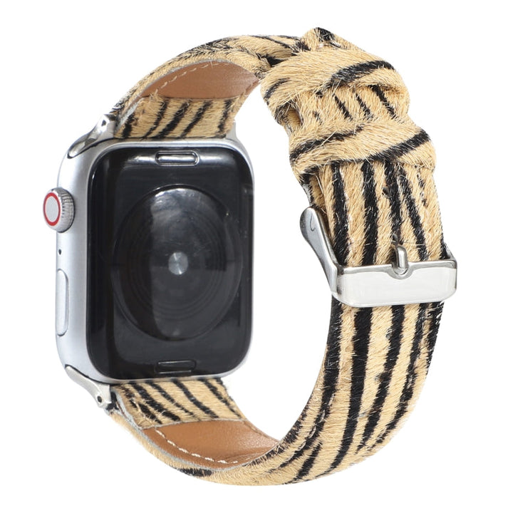 Lisslune | Horsehair Plush Leopard Pattern Leather Watch Band For Apple Watch Series 9&8&7 41mm / SE 3&SE 2&6&SE&5&4 40mm / 3&2&1 38mm(4)