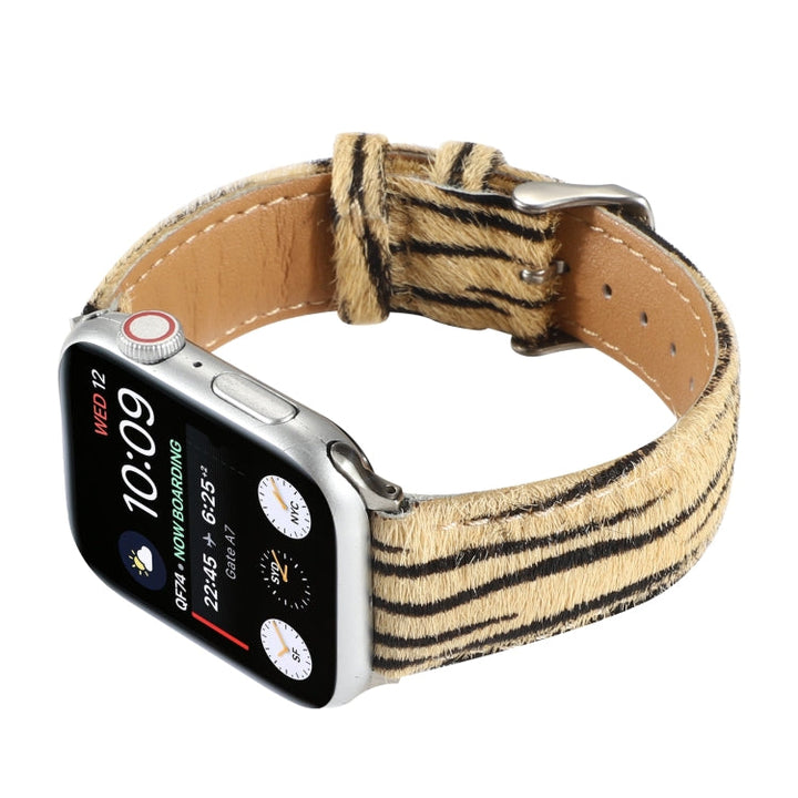 Lisslune | Horsehair Plush Leopard Pattern Leather Watch Band For Apple Watch Series 9&8&7 41mm / SE 3&SE 2&6&SE&5&4 40mm / 3&2&1 38mm(4)