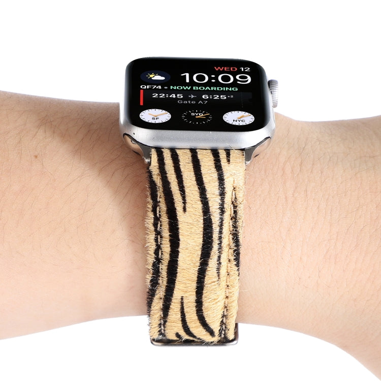 Lisslune | Horsehair Plush Leopard Pattern Leather Watch Band For Apple Watch Series 9&8&7 41mm / SE 3&SE 2&6&SE&5&4 40mm / 3&2&1 38mm(4)