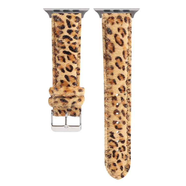 Lisslune | Horsehair Fluffy Leopard Pattern Leather Watch Band for Apple Watch Series 7 41mm / 6 & SE & 5 & 4 40mm / 3 & 2 & 1 38mm(5)