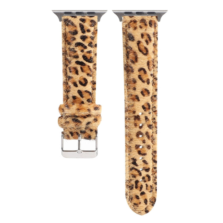 Lisslune | Horsehair Fluffy Leopard Pattern Leather Watch Band for Apple Watch Series 7 41mm / 6 & SE & 5 & 4 40mm / 3 & 2 & 1 38mm(5)