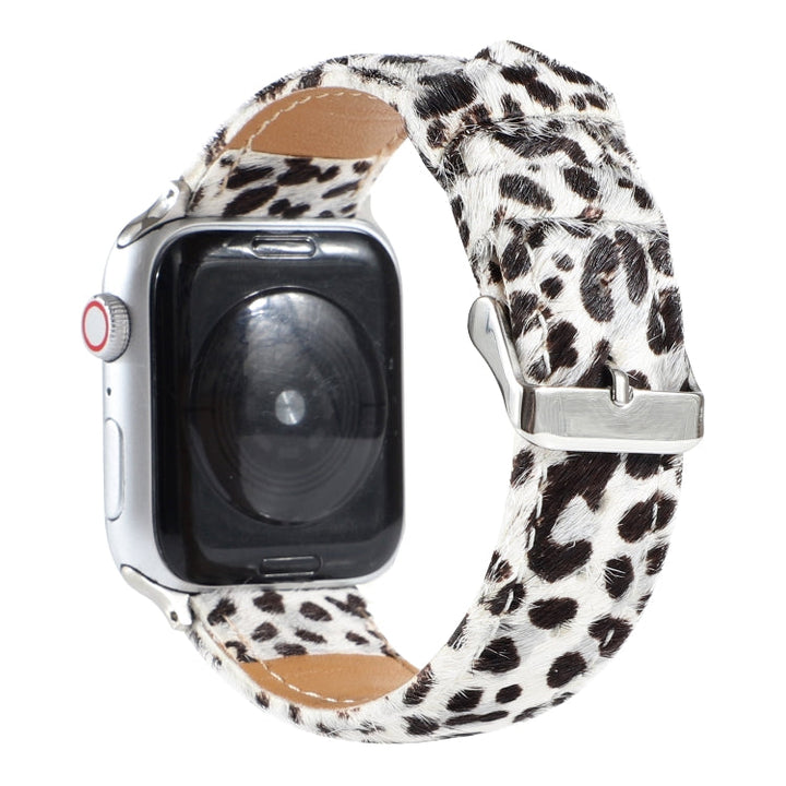 Lisslune | Horsehair Plush Leopard Pattern Leather Watchband for Apple Watch Series 7 41mm / 6 & SE & 5 & 4 40mm / 3 & 2 & 1 38mm(6)