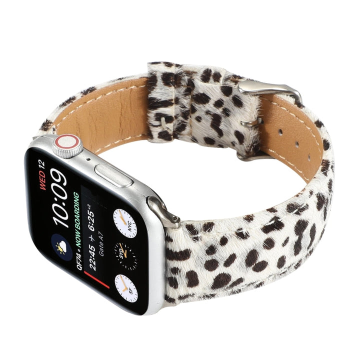 Lisslune | Horsehair Plush Leopard Pattern Leather Watchband for Apple Watch Series 7 41mm / 6 & SE & 5 & 4 40mm / 3 & 2 & 1 38mm(6)