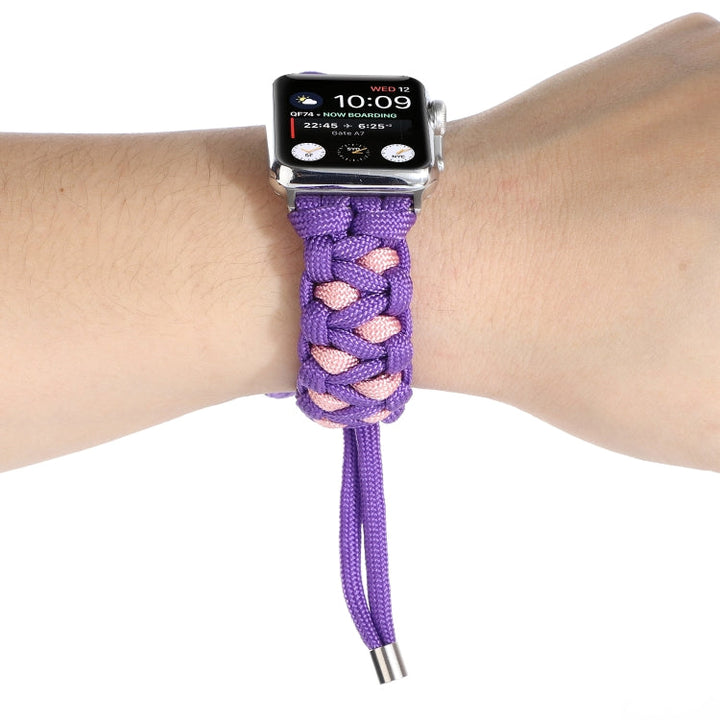 Lisslune | Braided Umbrella Rope Watch Band for Apple Watch Ultra 49mm & Watch Ultra 2 49mm / Series 9 & 8 & 7 45mm / SE 3 & SE 2 & 6 & SE & 5 & 4 44mm / 3 & 2 & 1 42mm (Purple)