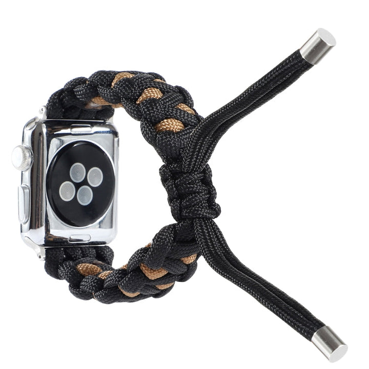Lisslune | Braided umbrella rope watch strap for Apple Watch Series 7 45mm / 6 & SE & 5 & 4 44mm / 3 & 2 & 1 42mm (Black)
