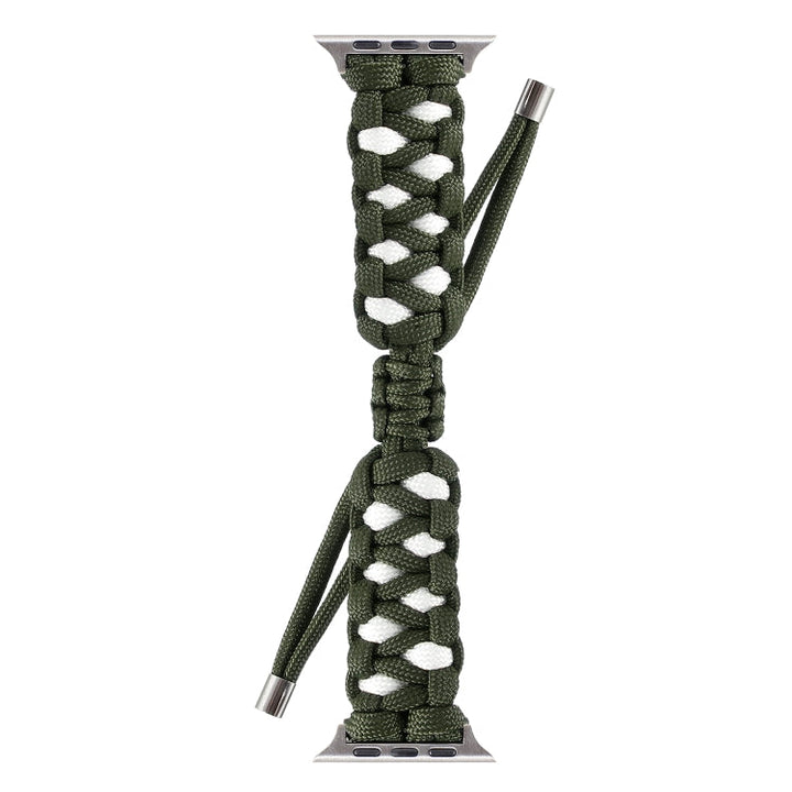 Lisslune | Braided Umbrella Cord Watch Strap for Apple Watch Series 7 45 mm / 6 & SE & 5 & 4 44 mm / 3 & 2 & 1 42 mm (Green)