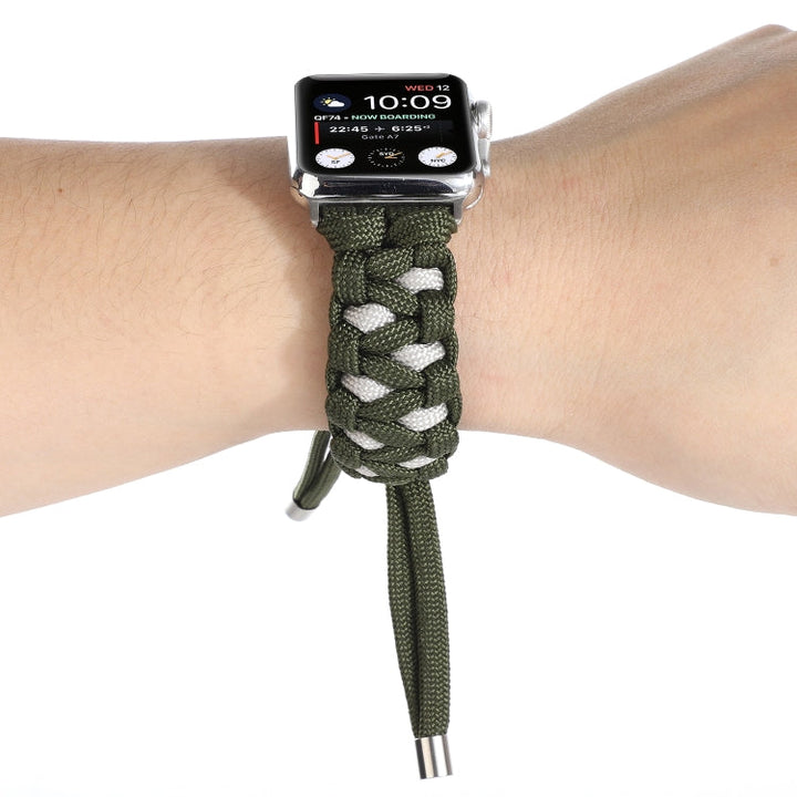 Lisslune | Braided Umbrella Cord Watch Strap for Apple Watch Series 7 45 mm / 6 & SE & 5 & 4 44 mm / 3 & 2 & 1 42 mm (Green)