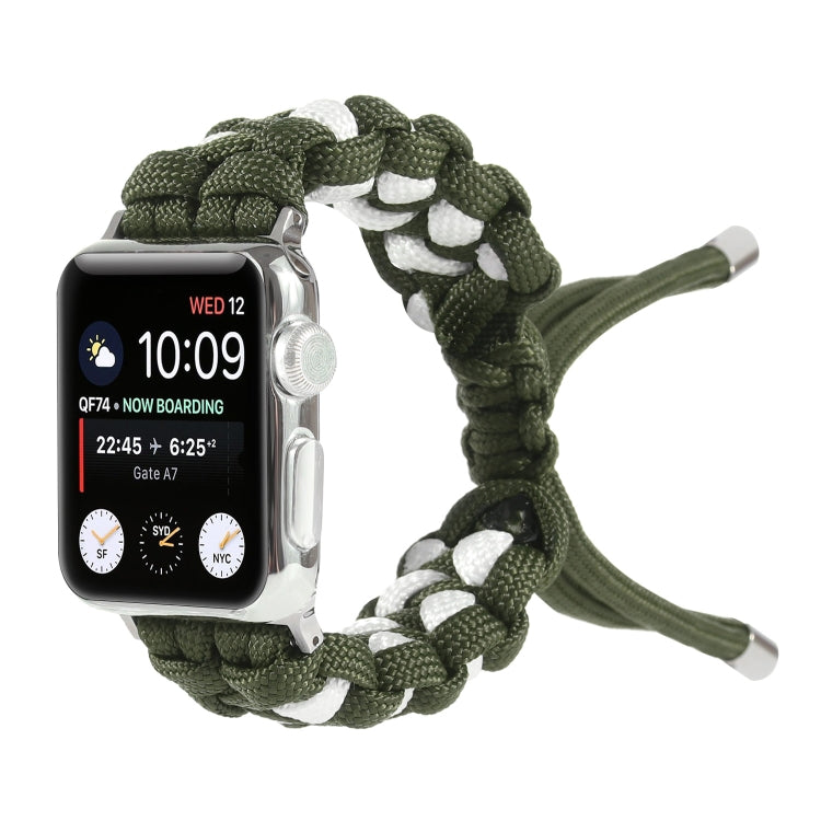 Lisslune | Braided Umbrella Cord Watch Strap for Apple Watch Series 7 45 mm / 6 & SE & 5 & 4 44 mm / 3 & 2 & 1 42 mm (Green)