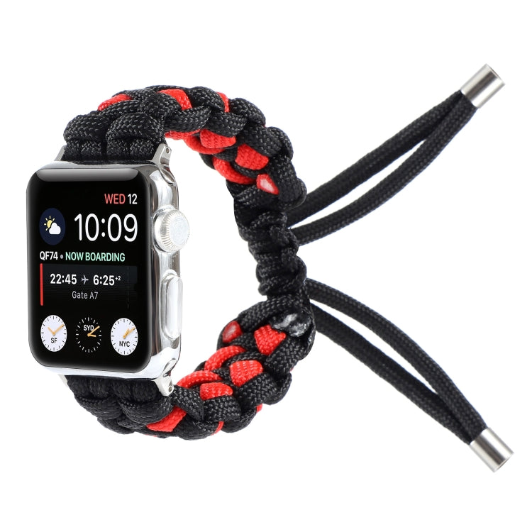 Lisslune | Braided Umbrella Cable Watch Strap for Apple Watch Series 7 45mm / 6 & SE & 5 & 4 44mm / 3 & 2 & 1 42mm (Black Red)