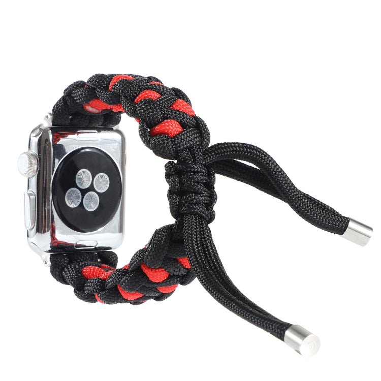 Lisslune | Braided Umbrella Cable Watch Strap for Apple Watch Series 7 45mm / 6 & SE & 5 & 4 44mm / 3 & 2 & 1 42mm (Black Red)