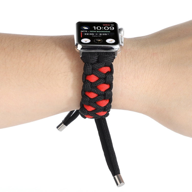 Lisslune | Braided Umbrella Cable Watch Strap for Apple Watch Series 7 45mm / 6 & SE & 5 & 4 44mm / 3 & 2 & 1 42mm (Black Red)