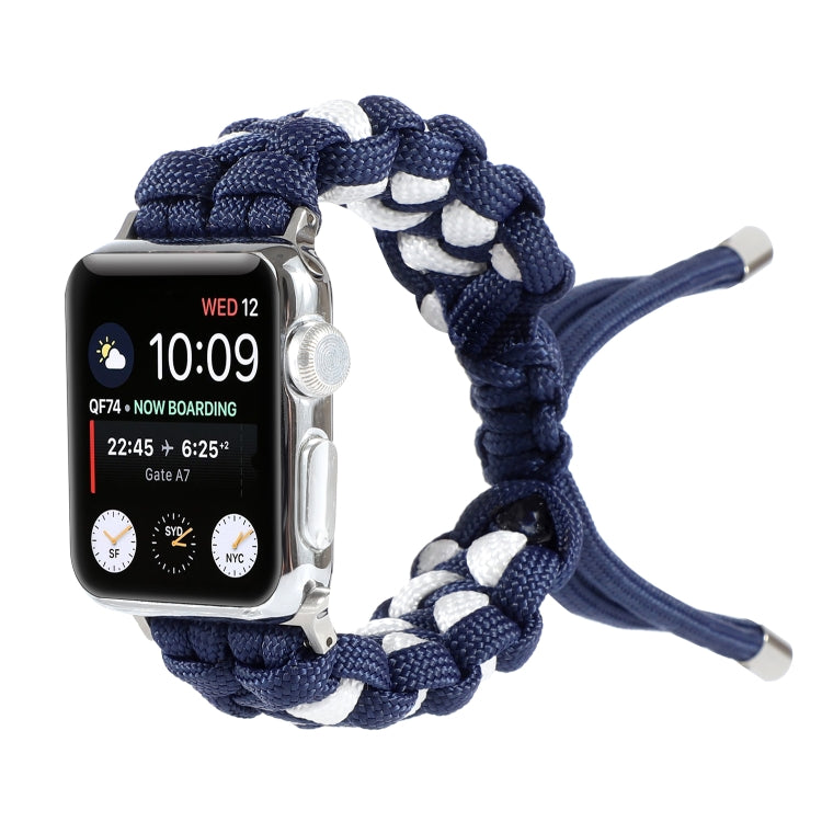 Lisslune | Braided Umbrella Cord Watch Strap for Apple Watch Ultra 49mm & Watch Ultra 2 49mm / Series 9 & 8 & 7 45mm / SE 3 & SE 2 & 6 & SE & 5 & 4 44mm / 3 & 2 & 1 42mm (Dark Blue)