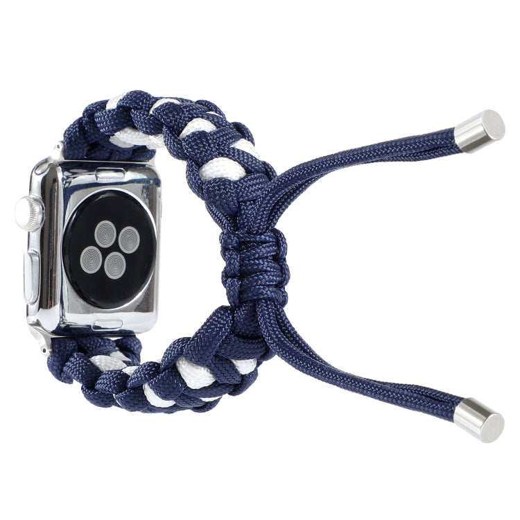 Lisslune | Braided Umbrella Cord Watch Strap for Apple Watch Ultra 49mm & Watch Ultra 2 49mm / Series 9 & 8 & 7 45mm / SE 3 & SE 2 & 6 & SE & 5 & 4 44mm / 3 & 2 & 1 42mm (Dark Blue)