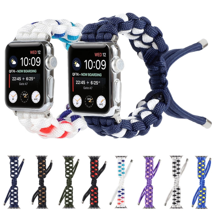 Lisslune | Braided Umbrella Cord Watch Strap for Apple Watch Ultra 49mm & Watch Ultra 2 49mm / Series 9 & 8 & 7 45mm / SE 3 & SE 2 & 6 & SE & 5 & 4 44mm / 3 & 2 & 1 42mm (Blue)