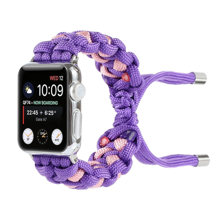 Lisslune | Braided Umbrella Cord Watch Band for Apple Watch Series 9&8&7 41mm / SE 3&SE 2&6&SE&5&4 40mm / 3&2&1 38mm (Purple)