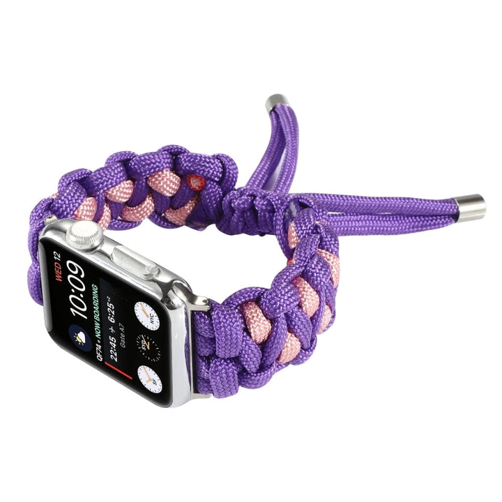 Lisslune | Braided Umbrella Cord Watch Band for Apple Watch Series 9&8&7 41mm / SE 3&SE 2&6&SE&5&4 40mm / 3&2&1 38mm (Purple)