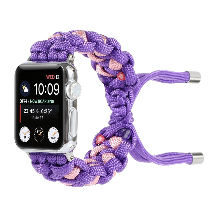 Lisslune | Braided Umbrella Cord Watch Band for Apple Watch Series 9&8&7 41mm / SE 3&SE 2&6&SE&5&4 40mm / 3&2&1 38mm (Purple)