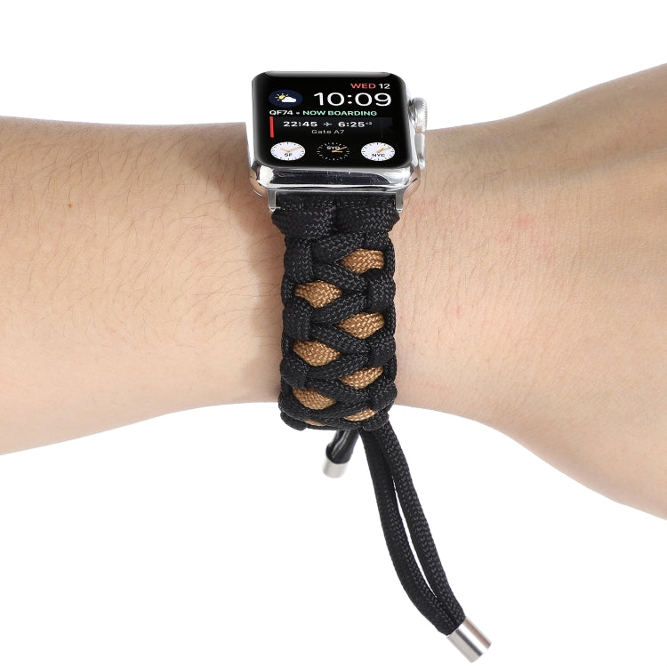 Lisslune | Braided Umbrella Cord Watch Band for Apple Watch Series 9&8&7 41mm / SE 3&SE 2&6&SE&5&4 40mm / 3&2&1 38mm (Black)