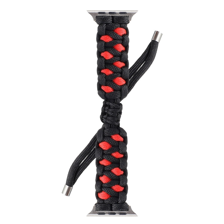 Lisslune | Braided Umbrella Cord Watch Band for Apple Watch Series 9&8&7 41mm / SE 3&SE 2&6&SE&5&4 40mm / 3&2&1 38mm (Black Red)