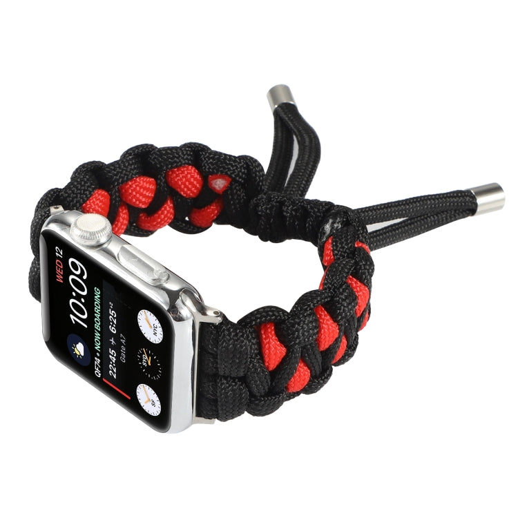 Lisslune | Braided Umbrella Cord Watch Band for Apple Watch Series 9&8&7 41mm / SE 3&SE 2&6&SE&5&4 40mm / 3&2&1 38mm (Black Red)