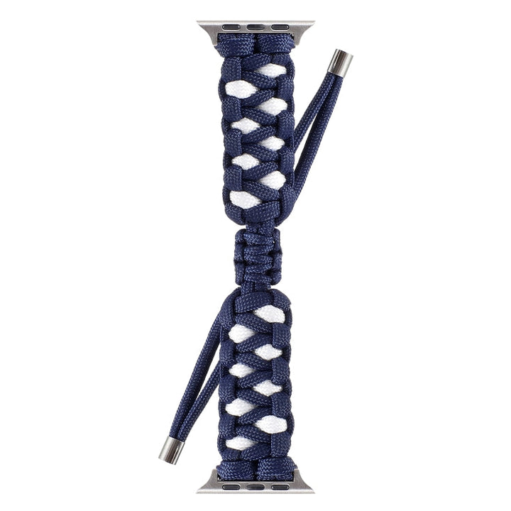 Lisslune | Braided Umbrella Cord Watch Band for Apple Watch Series 9&8&7 41mm / SE 3&SE 2&6&SE&5&4 40mm / 3&2&1 38mm (Navy Blue)