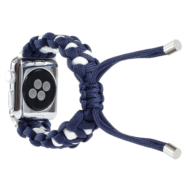 Lisslune | Braided Umbrella Cord Watch Band for Apple Watch Series 9&8&7 41mm / SE 3&SE 2&6&SE&5&4 40mm / 3&2&1 38mm (Navy Blue)
