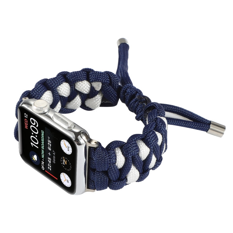 Lisslune | Braided Umbrella Cord Watch Band for Apple Watch Series 9&8&7 41mm / SE 3&SE 2&6&SE&5&4 40mm / 3&2&1 38mm (Navy Blue)