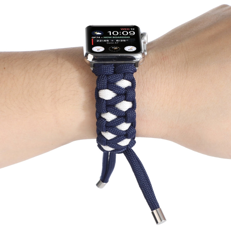 Lisslune | Braided Umbrella Cord Watch Band for Apple Watch Series 9&8&7 41mm / SE 3&SE 2&6&SE&5&4 40mm / 3&2&1 38mm (Navy Blue)
