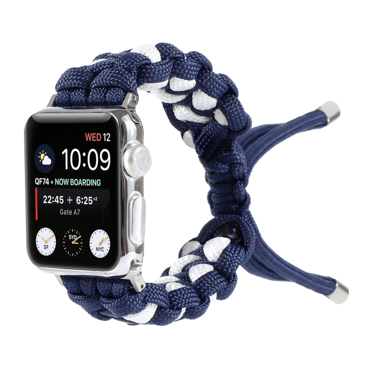 Lisslune | Braided Umbrella Cord Watch Band for Apple Watch Series 9&8&7 41mm / SE 3&SE 2&6&SE&5&4 40mm / 3&2&1 38mm (Navy Blue)