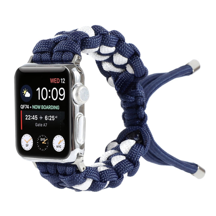 Lisslune | Braided Umbrella Cord Watch Band for Apple Watch Series 9&8&7 41mm / SE 3&SE 2&6&SE&5&4 40mm / 3&2&1 38mm (Navy Blue)