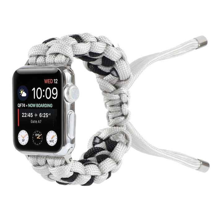 Lisslune | Braided Umbrella Cord Watch Band for Apple Watch Series 9&8&7 41mm / SE 3&SE 2&6&SE&5&4 40mm / 3&2&1 38mm (Gray)
