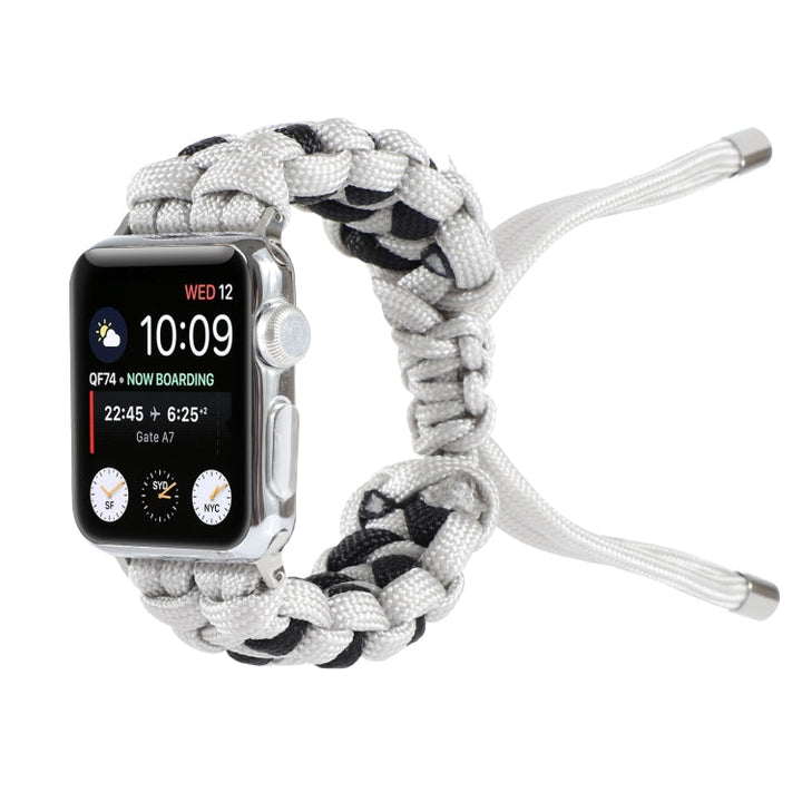 Lisslune | Braided Umbrella Cord Watch Band for Apple Watch Series 9&8&7 41mm / SE 3&SE 2&6&SE&5&4 40mm / 3&2&1 38mm (Gray)