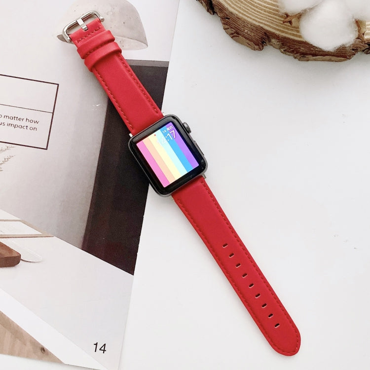 Lisslune | D Character Buckle Smooth Texture Watch Band For Apple Watch Series 9&8&7 41mm / SE 3&SE 2&6&SE&5&4 40mm / 3&2&1 38mm (Red)