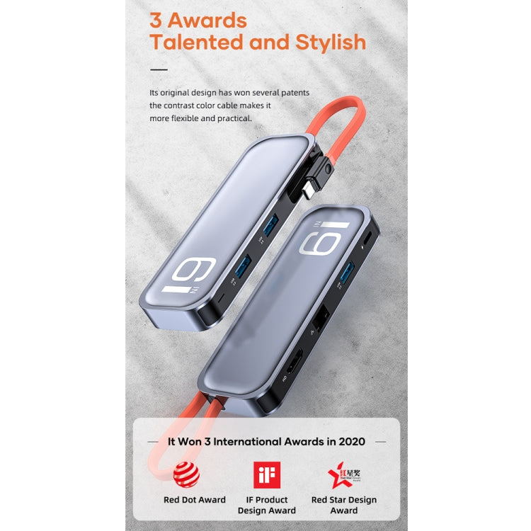 Lisslune | ROCK TR06 6 In 1 Type-C / USB-C to RJ45 Multi-Function Docking Station
