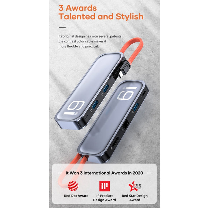 Lisslune | ROCK TR06 6 In 1 Type-C / USB-C to RJ45 Multi-Function Docking Station