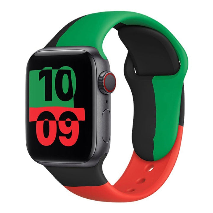Lisslune | Black Unity Silicone Sport Watch Band for Apple Watch Ultra 49mm & Watch Ultra 2 49mm / Series 9 & 8 & 7 45mm / SE 3 & SE 2 & 6 & SE & 5 & 4 44mm / 3 & 2 & 1 42mm