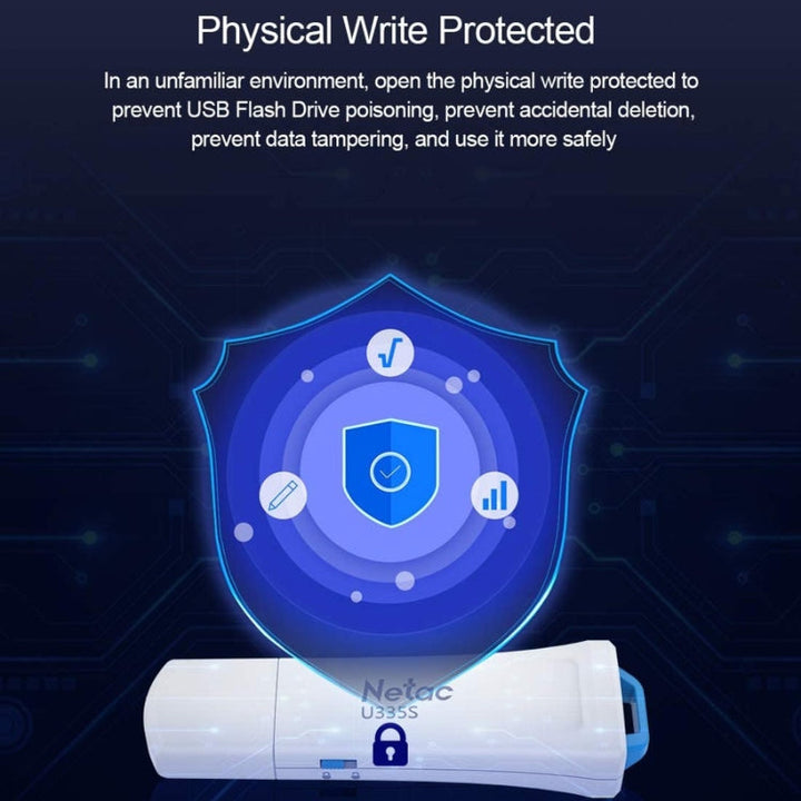 Lisslune | Netac U335S USB 3.0 High-Speed Antivirus Write Protection USB Flash Drives U-Disk, Capacity: 64GB
