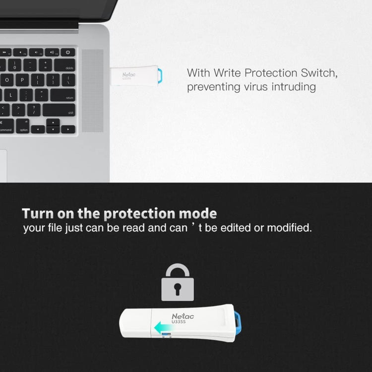 Lisslune | Netac U335S USB 3.0 High Speed Antivirus Write Protection USB Flash Drives U-Disk, Capacity:128GB