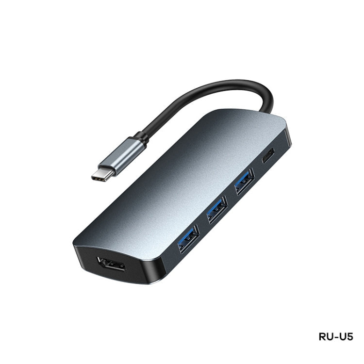 Lisslune | Remax RU-U5 5 In1 Multifunction Type-C / USB-C HUB Docking Station (Dark Gray)