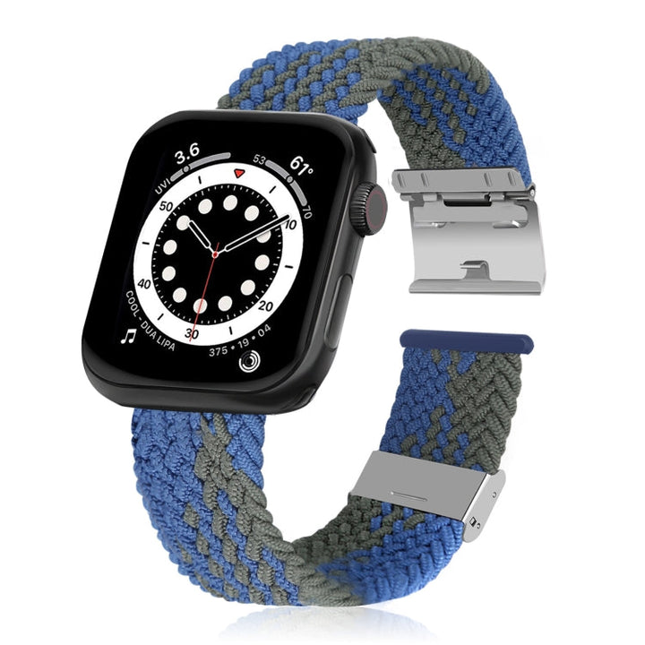 Lisslune | Braided + Stainless Steel Watch Band for Apple Watch Series 9&8&7 41mm / SE 3&SE 2&6&SE&5&4 40mm / 3&2&1 38mm (Blue Green)