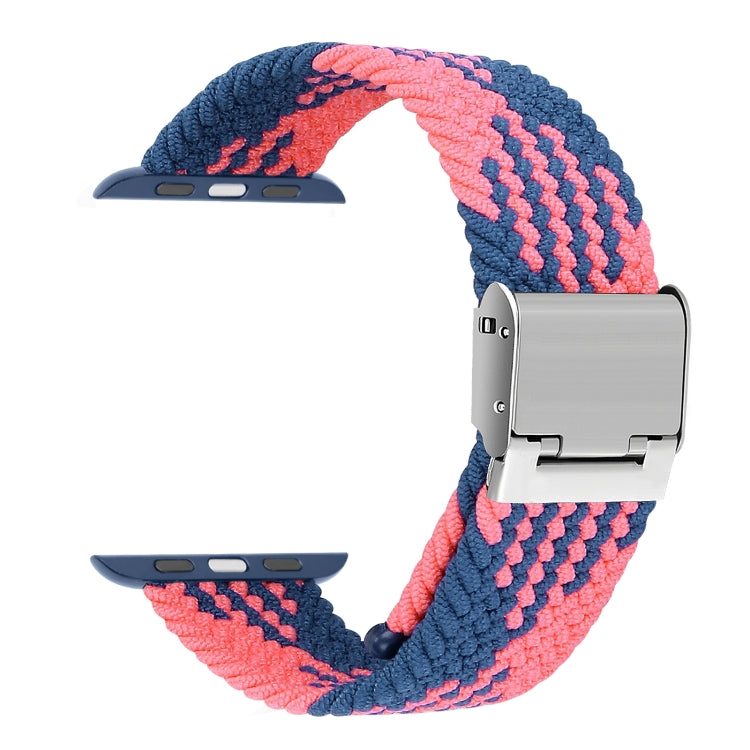 Lisslune | Braided + Stainless Steel Watch Band for Apple Watch Series 9&8&7 41mm / SE 3&SE 2&6&SE&5&4 40mm / 3&2&1 38mm (Blue Pink)