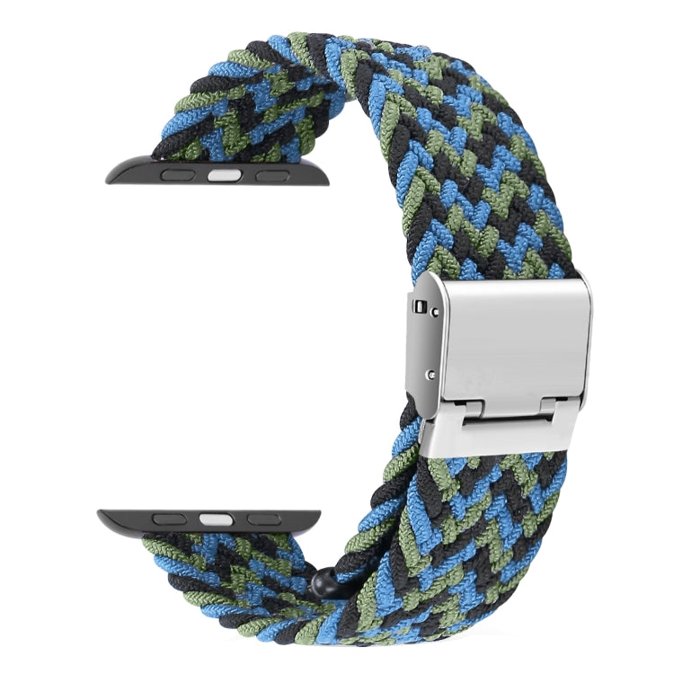 Lisslune | Woven + Stainless Steel Watch Band for Apple Watch Series 9&8&7 41mm / SE 3&SE 2&6&SE&5&4 40mm / 3&2&1 38mm (Black Blue Green)