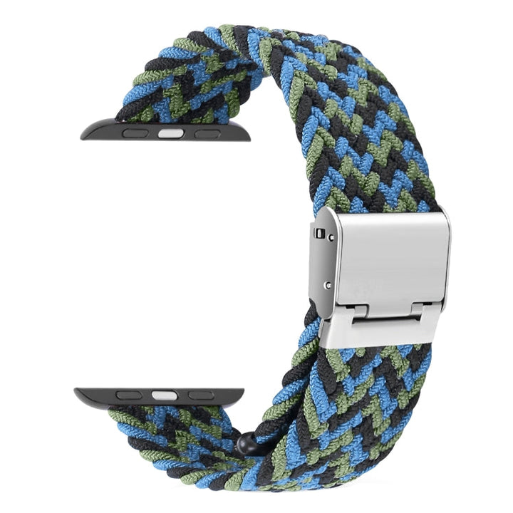 Lisslune | Woven + Stainless Steel Watch Band for Apple Watch Series 9&8&7 41mm / SE 3&SE 2&6&SE&5&4 40mm / 3&2&1 38mm (Black Blue Green)