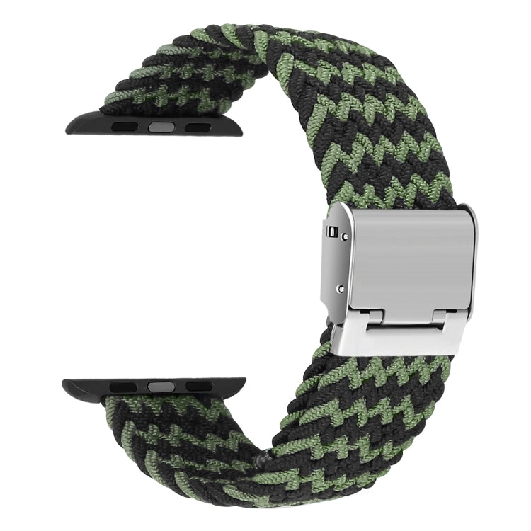 Lisslune | Braided + Stainless Steel Watch Band for Apple Watch Series 7 41mm / 6 & SE & 5 & 4 40mm / 3 & 2 & 1 38mm (Black Green)
