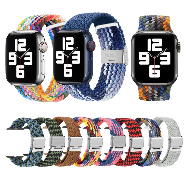 Lisslune | Braided + Stainless Steel Watch Band for Apple Watch Series 9&8&7 41mm / SE 3&SE 2&6&SE&5&4 40mm / 3&2&1 38mm (Blue Green)
