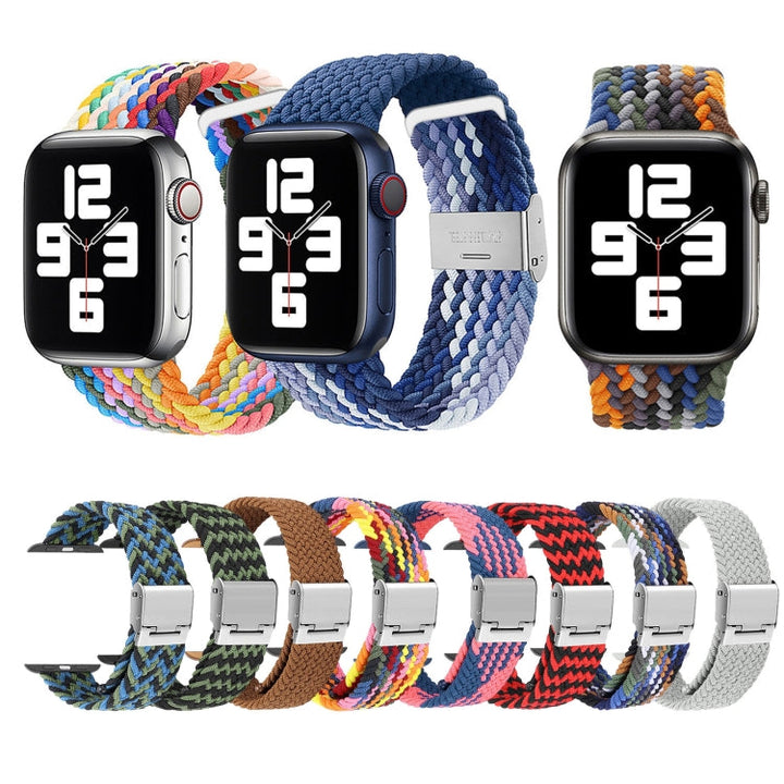 Lisslune | Braided + Stainless Steel Watch Band for Apple Watch Series 9&8&7 41mm / SE 3&SE 2&6&SE&5&4 40mm / 3&2&1 38mm (Blue Green)