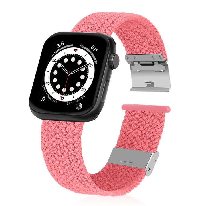 Lisslune | Braided + Stainless Steel Bracelet for Apple Watch Series 7 45mm / 6 & SE & 5 & 4 44mm / 3 & 2 & 1 42mm (Pink)