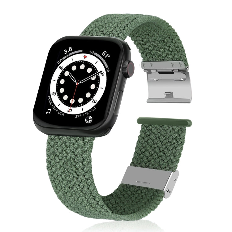 Lisslune | Woven + Stainless Steel Watch Band for Apple Watch Series 7 45mm / 6 & SE & 5 & 4 44mm / 3 & 2 & 1 42mm (Olive Green)